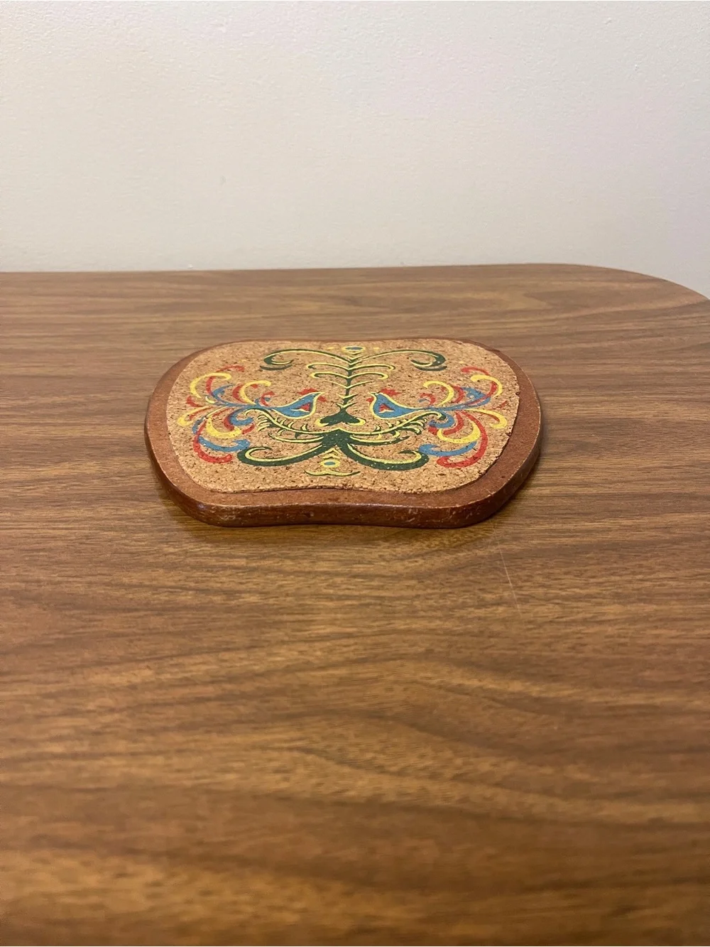 Vintage Cork Dutch Folk Art Hand Painted Trivet/Hot Pad
